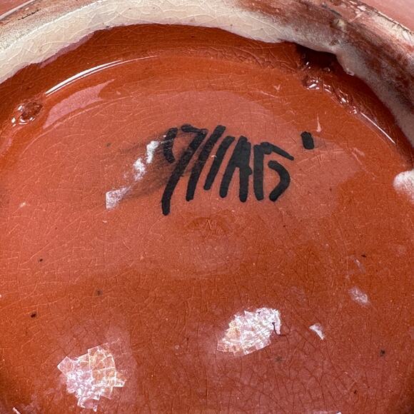 Vintage Moroccan Hand-Painted Shallow Bowl Nickel Detailing Handmade Wall Decor - Picture 7 of 10